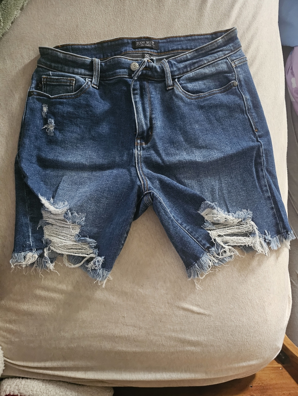Judy Blue Dark Blue Distressed Denim Cutoff Shorts